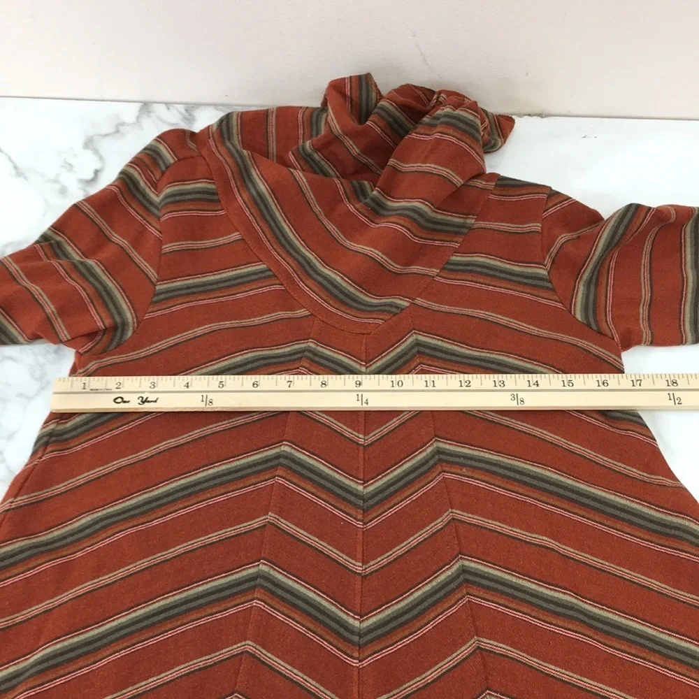 New‎ Romantics Free People Swing Dress Womens XS Orange Green Striped Knit